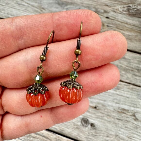 Vintage Jewelry Pumpkin Earrings Fall Earrings Fall Jewelry Harvest Jewelry - Picture 1 of 3